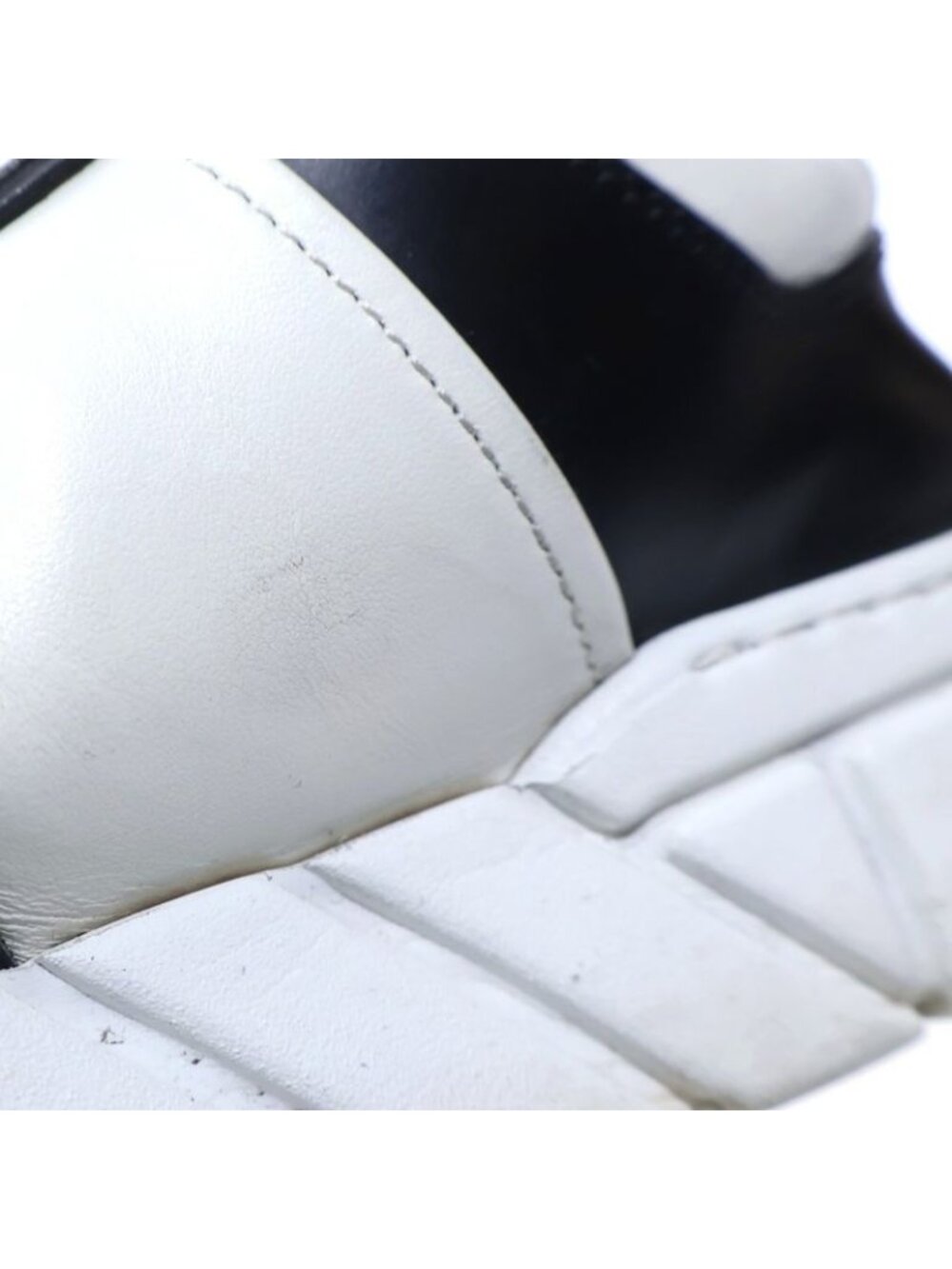 Prada Leather Lace Up Sneakers White Black - Picture 6 of 6